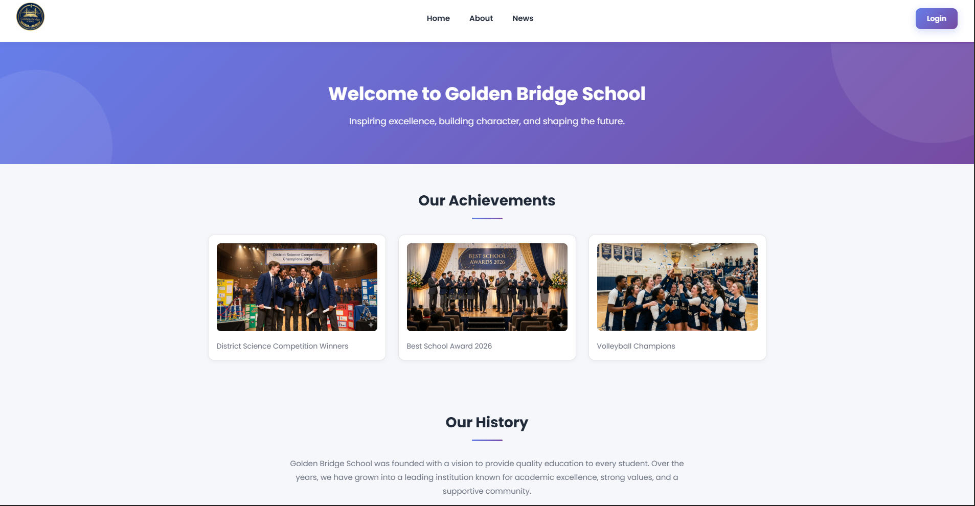 Golden Bridge School Website